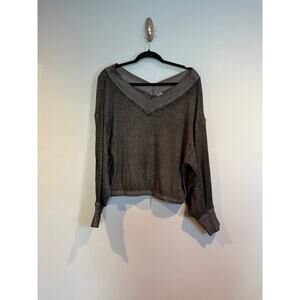 We The Free (Free People) Waffle Knit V-Neck Long Sleeve Top – XS